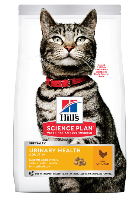 Hill's Science Plan 7 kg Hills Urinary Health kattemad med kylling, til voksne steriliserede katte 1 - 6 år er formuleret til optimal nyre- og urinvejsstøtte.