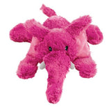 Et Kong Cozies Medium, solide nuttede hundebamser pink elefant tøjdyr liggende på en hvid baggrund.