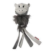 Et luftigt gråt Kong Wubba Fuzzy Friends tøjdyr med lang hale, lavet af blød imiteret pels.