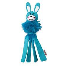 Et blåt Kong Wubba Fuzzy Friends legetøj med lange haler lavet af blødt imiteret pels.