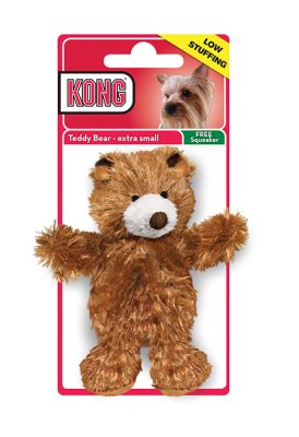Kong Plush teddy bear hundebamse XS, vælg om den skal pive eller ej