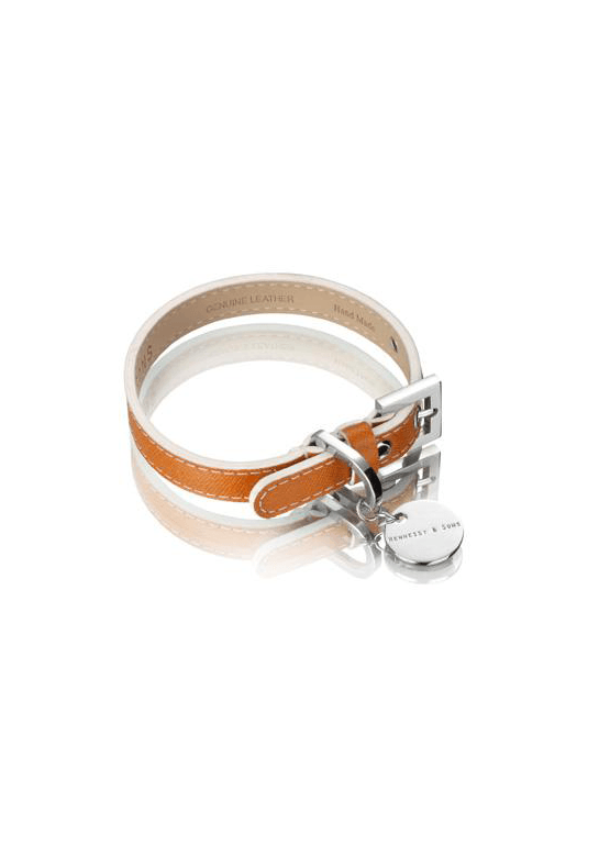 An Stilet hundehalsbånd i ægte læder fra Hennesy & Sons Oxford Collection med sølvlås.