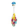 Farverigt fuglelegetøj, Fugle/parakit/papegøje legetøj, farverigt 33cm, hængende i snor med lædersnorer.