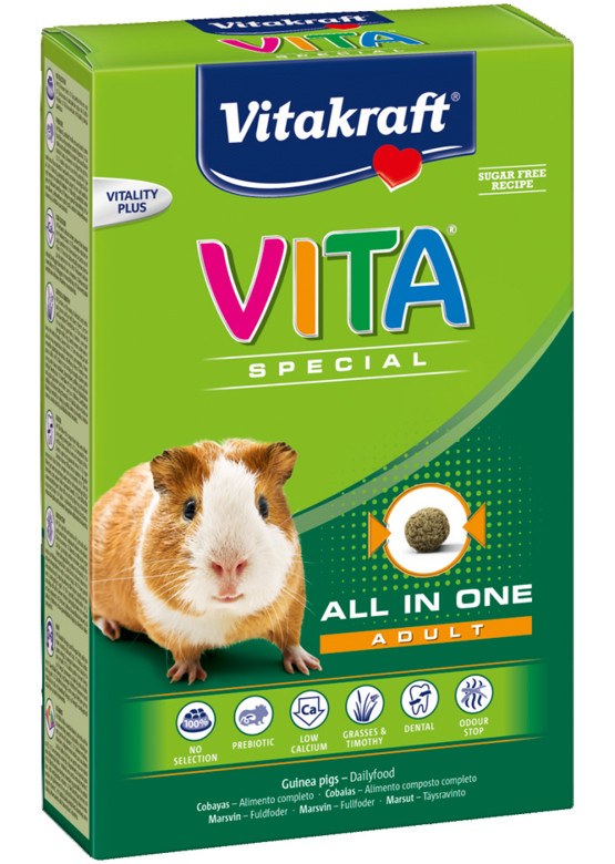 Vitaspecial® er et alt-i-et marsvinefoder, der er specielt formuleret med et højt indhold af råfibre for at understøtte deres ernæringsmæssige behov.