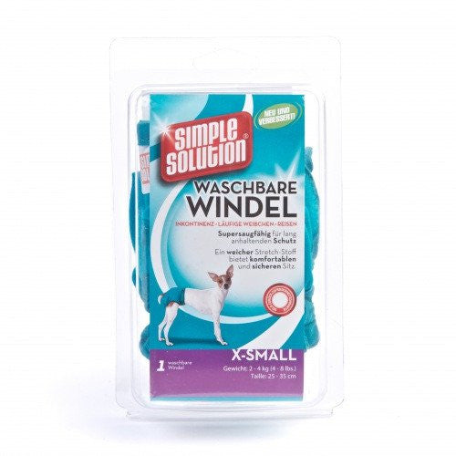 Simple Solution vaskbar Løbetidsbukser med velcro til små hunde, designet til at passe hundens form perfekt og give Løbetidsbukser funktionalitet.