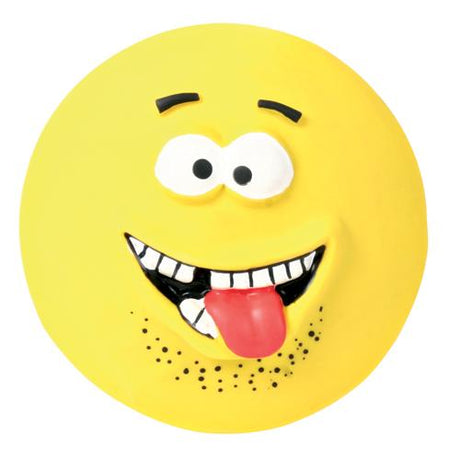 En gul Pivedyr til hunden med et Smilende ansigt, lavet af polyester fleecefyld. Mærke: Trixie