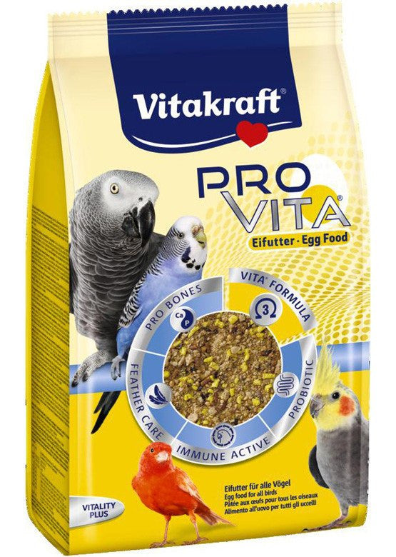 Æggefoder til alle fugle, fra vitakraft Provita, er et proteinrigt foder, der indeholder omega-3 fedtsyrer.