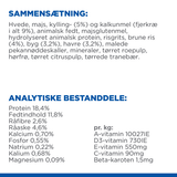 Bagsiden af et ernæringsmærke til et Hills Science Plan hundefoder produkt specielt designet til optimal indtagelse af kylling-protein og sund fordøjelse, 6 kg Hills Adult Perfect Digestion Small & Mini med kylling og brune ris.