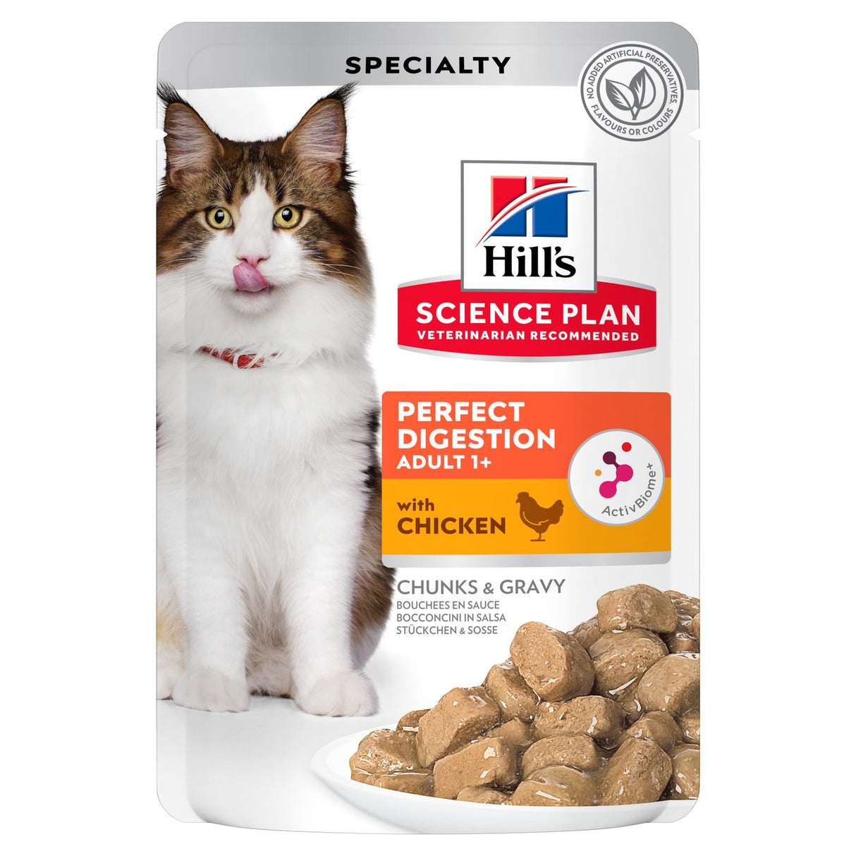 Hills vådfoder Perfect Digestion til katte med kylling. Multipack 12x85G