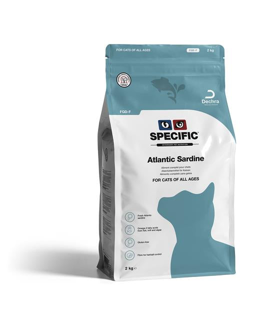 A bag of Specific FQD-F kattemad til katte - Glutenfri med 3 forskellige Omega3 kilder 3x2kg, rig på omega-3 kilder.