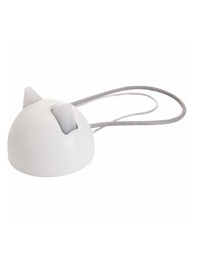 En hvid mus med en grå ledning fastgjort til den, designet til brug med SureFlap Microchip Pet Door Connect kattelem eller hundelem.