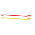 To gule og røde Trixie-tandbørster på hvid baggrund, der fremmer god mundhygiejne.