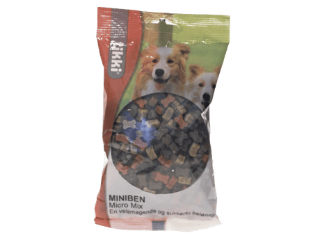 En pose Hunde Godbidder til hunden (tikki miniben micro mix) godbidder med en hund på fra Tikki.