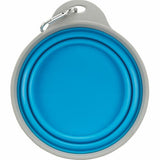 En Trixie foldbar blå rejseskål med håndtag, perfekt til rejser.