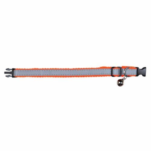 Dette Kattehalsbåndet m/ reflex og klokke fra Trixie har en oransje og sort spenne.