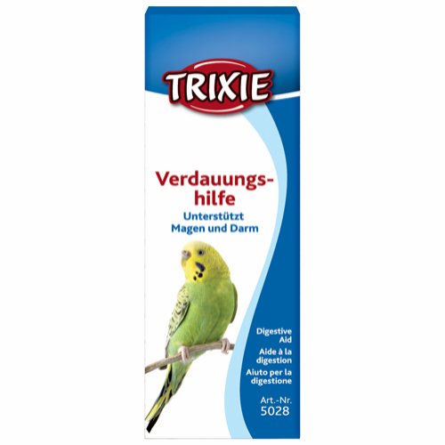 A bottle of Trixie Dråber mod mave-tarm problemer til fugle, offering Fordøjelseshjælp for mave-tarm problemer in sensitive maver.