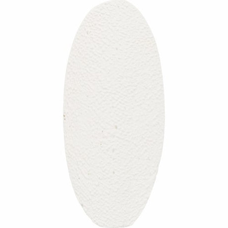 En hvid oval form på en hvid baggrund, der ligner Sepia Sten eller calcium, Trixie.
