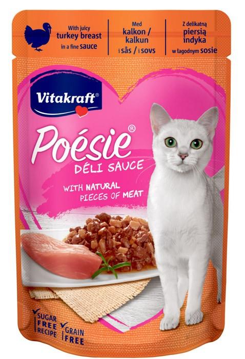 Vitakraft Vådfoder i DeliSauce til voksne katte, med kødstykker.