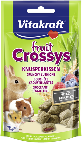 Vitakrafts Godbidder til kaniner & gnavere, Crossys Crunchy puder til marsvin.