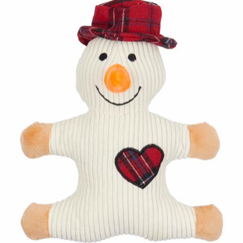 A Hundebamse Julemand eller snemand med piv 29cm wearing a plaid hat. (Trixie)